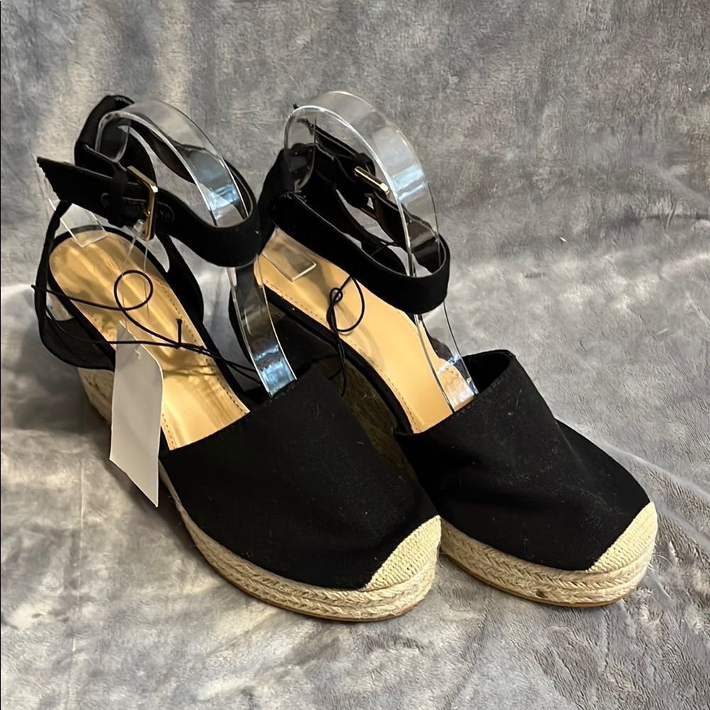 H&M Black Espadrille Wedge Sandals